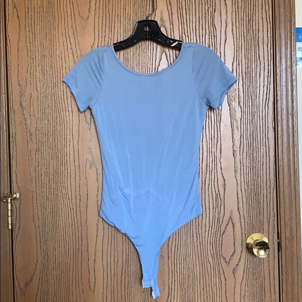 Cute baby blue backless bodysuit